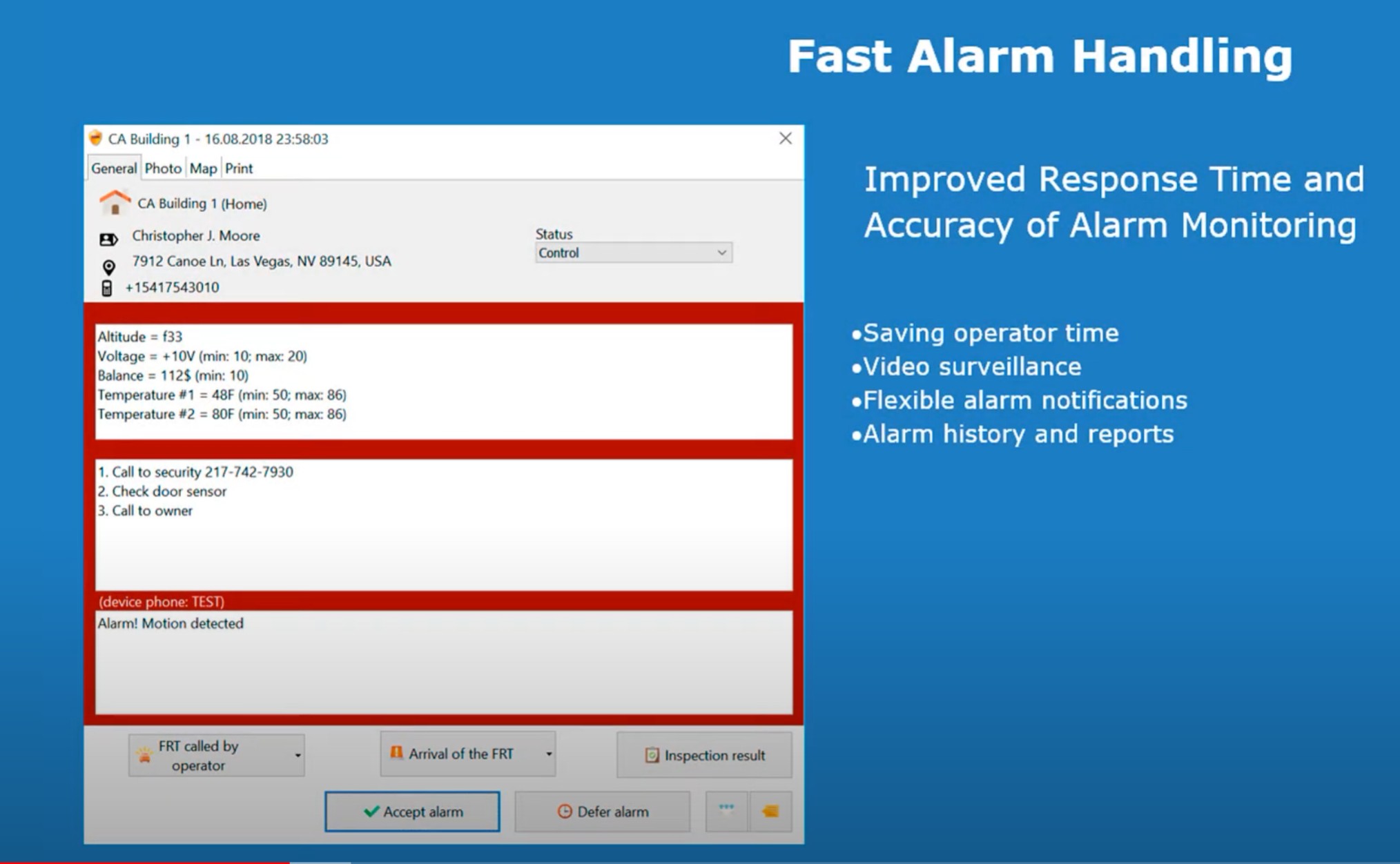 Alarm management software alarm. Alarm management software alarm.