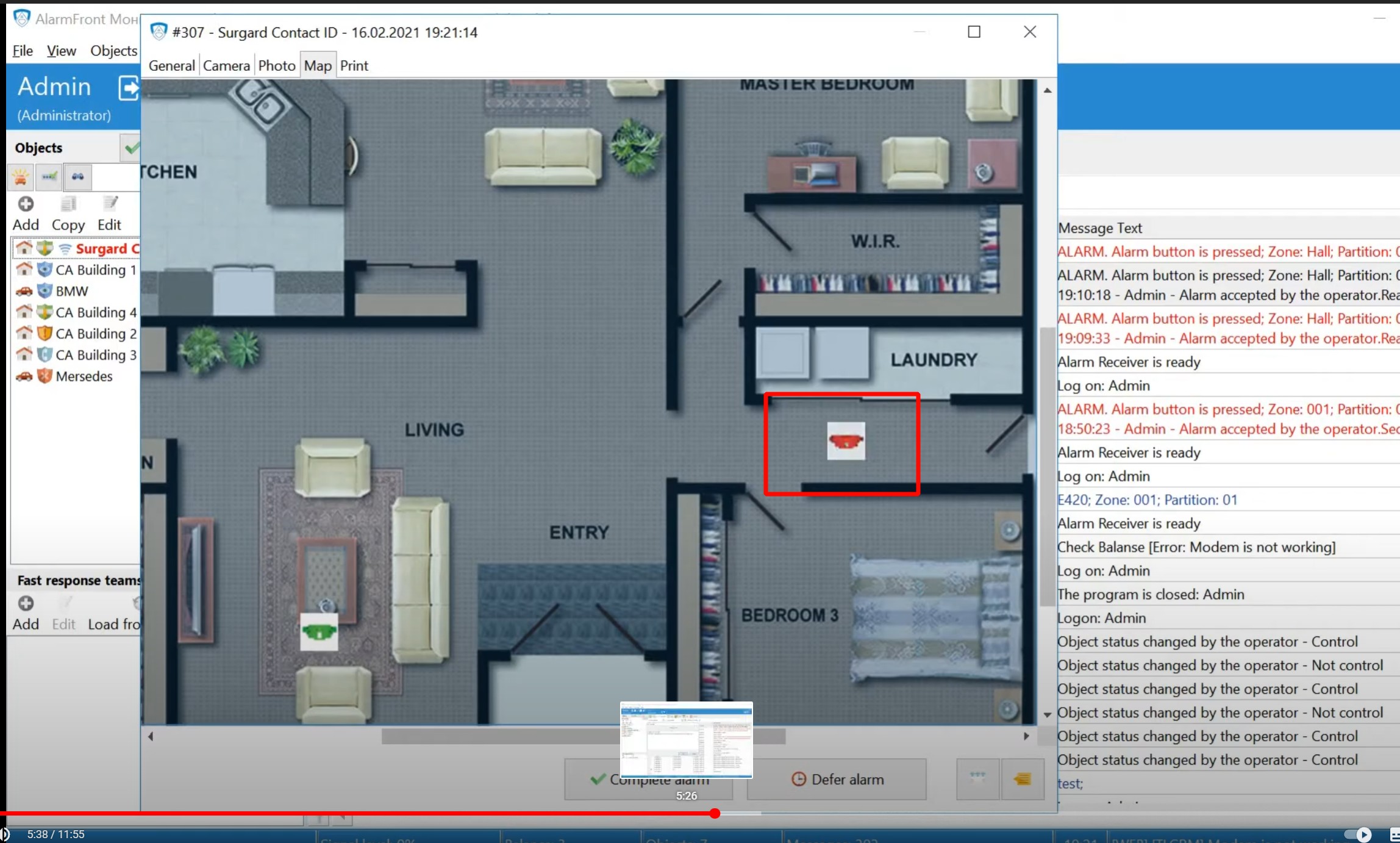 Alarm management software object plan.